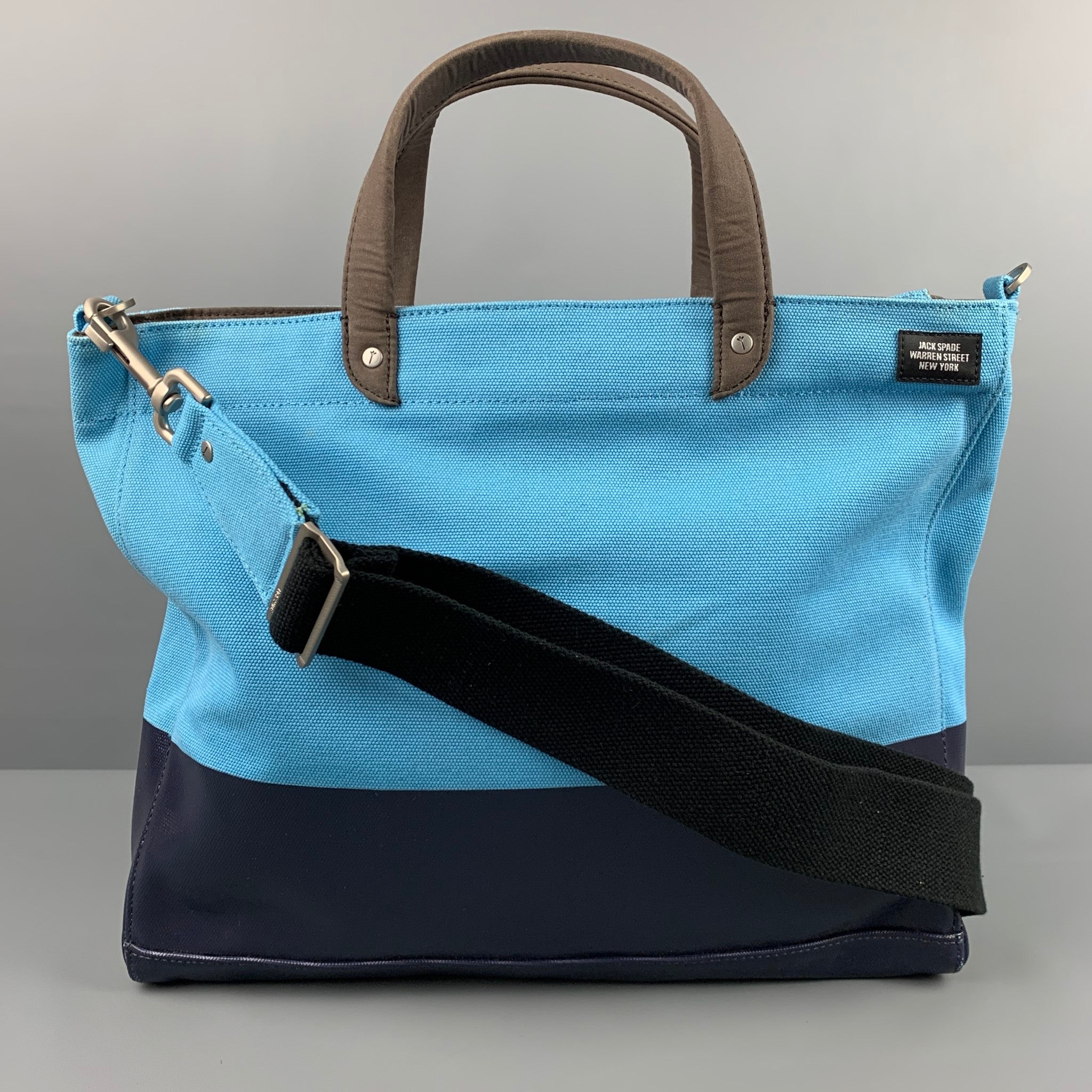 JACK SPADE Blue Navy Color Block Canvas Tote Bag Sui Generis Designer Consignment