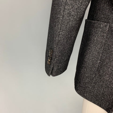 TONELLO Size 40 Black & Grey Woven Notch Lapel Sport Coat