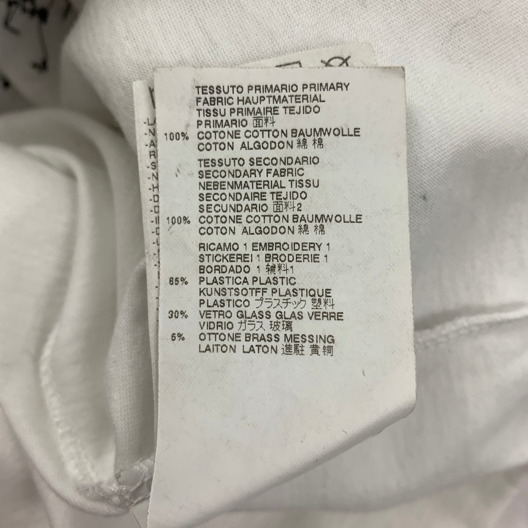 DSQUARED2 Talla M Camiseta de algodón con cuello redondo y apliques blancos