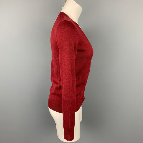 MAISON MARTIN MARGIELA Talla S Cárdigan de lana burdeos