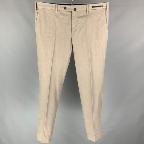 PT01 Size 38 Taupe Cotton Zip Fly Dress Pants