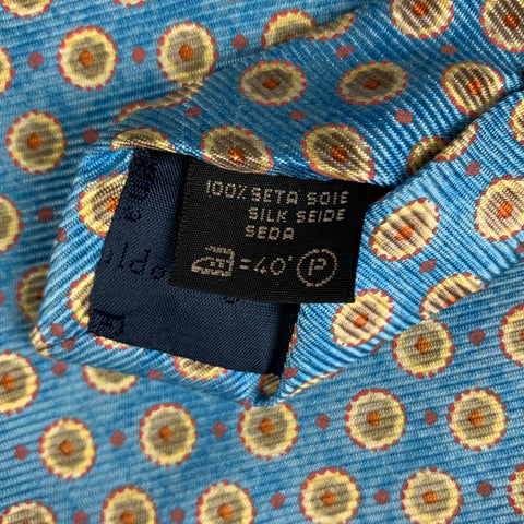 ERMENEGILDO ZEGNA Cravate En Soie Bleu Jaune Pois