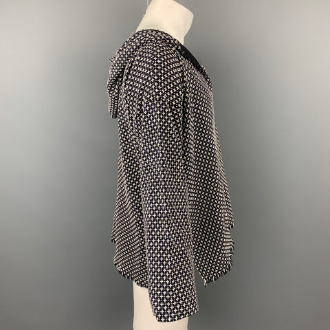 SASQUATCHfabrix Chaqueta con capucha de algodón tejido en azul marino y blanco talla L