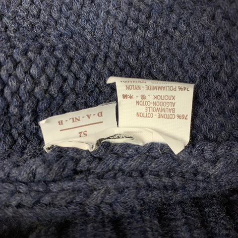 BRUNELLO CUCINELLI Size L Navy Knitted Cotton / Polyamide Shawl Collar Sweater