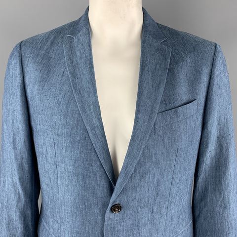 BANANA REPUBLIC Size 42 Blue Linen Notch Lapel Sport Coat
