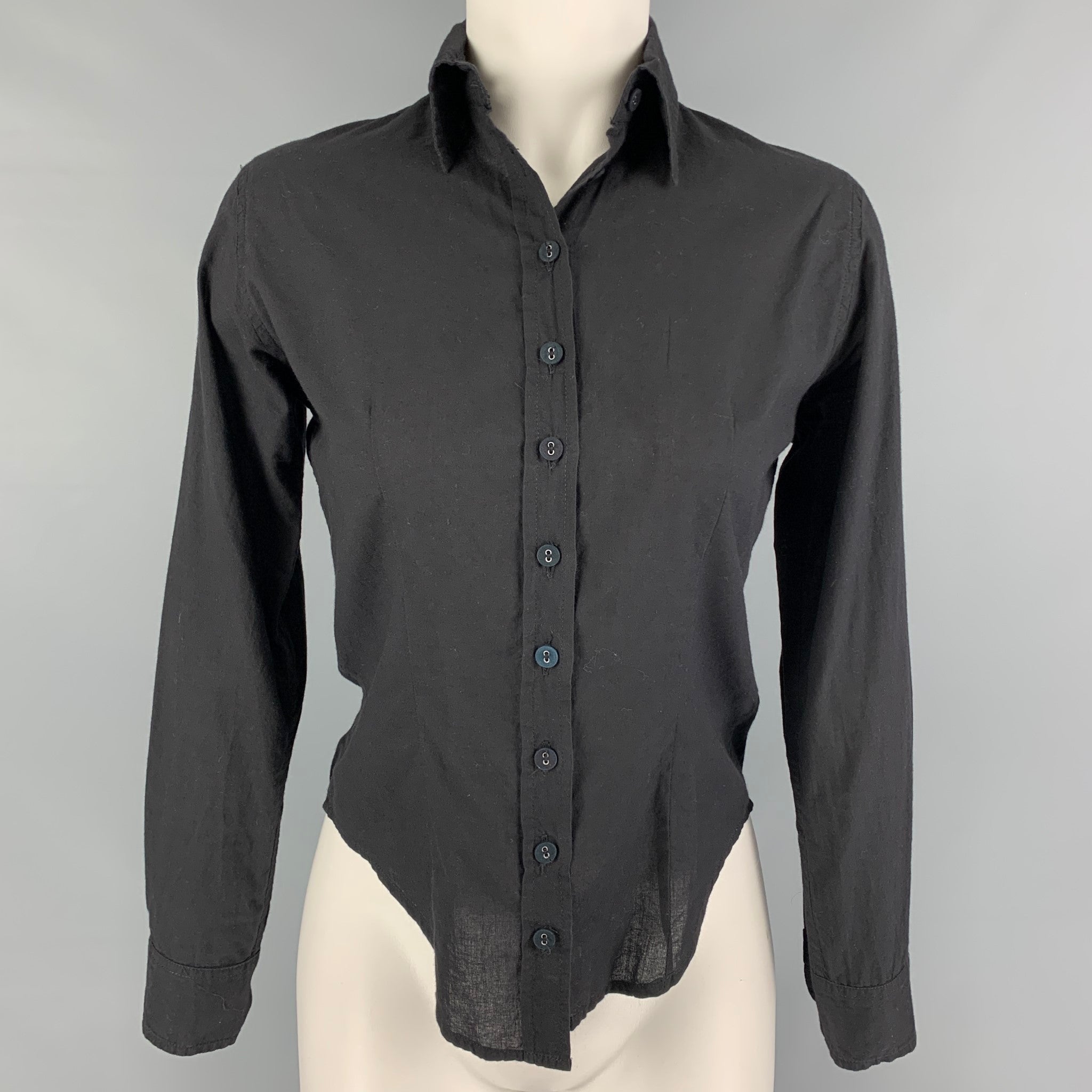 PAUL HARNDEN Size S Black Cotton Button Down Casual Top