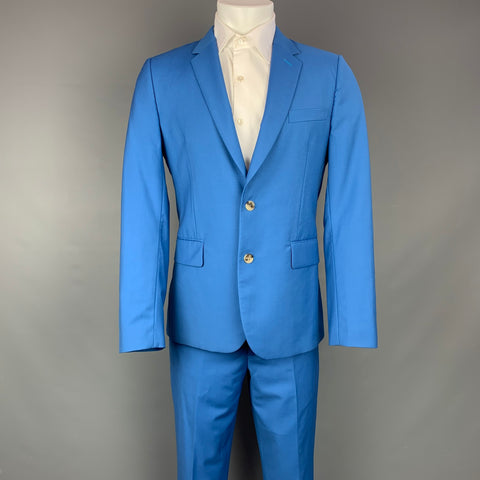 PAUL SMITH Soho Fit Size 40 Blue Wool / Mohair Notch Lapel Suit