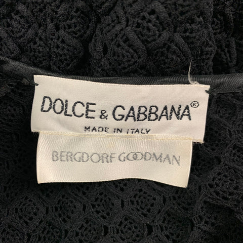 DOLCE & GABBANA Size 4 Black Textured 3/4 Sleeves Dress Top