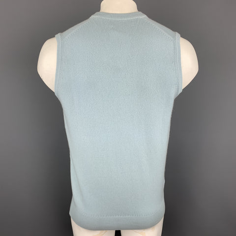 BALLANTYNE Size XL Light Blue Cashmere V-Neck Sweater Vest