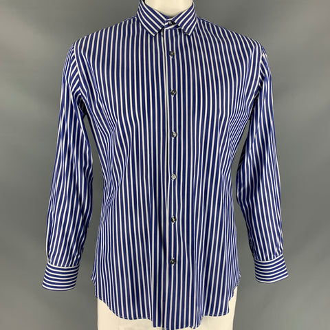 PS by PAUL SMITH Size L Blue & White Abstract Not Listed Long Sleeve Shirt