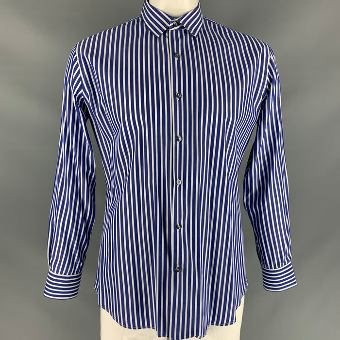 PS by PAUL SMITH Talla L Camisa de manga larga abstracta azul y blanca no incluida en la lista