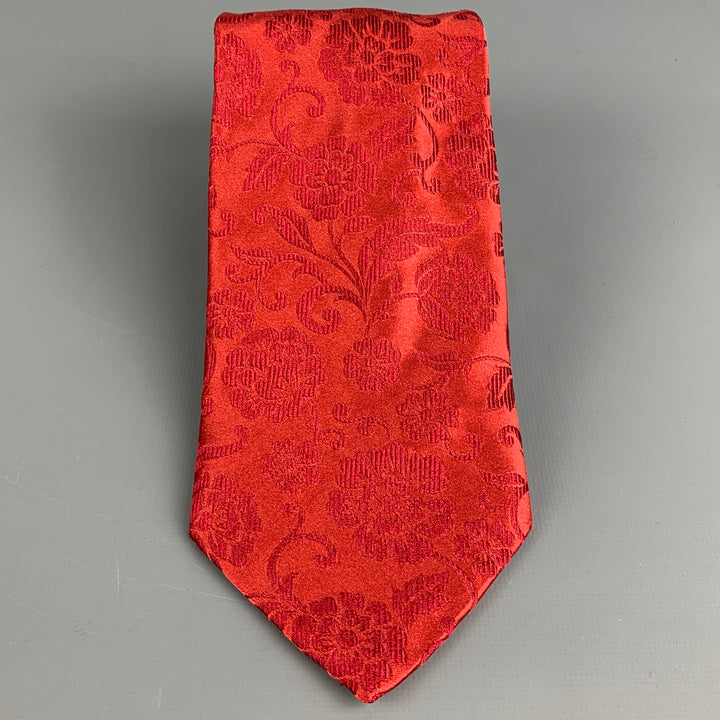 DOLCE & GABBANA Red Floral Brocade Tie