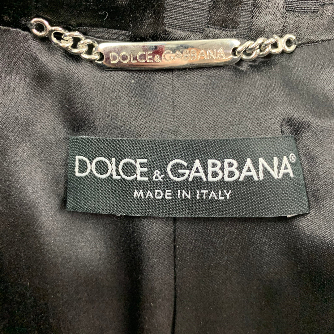 DOLCE & GABBANA Size 4 Black Jacquard Nylon / Silk Textured Jacket