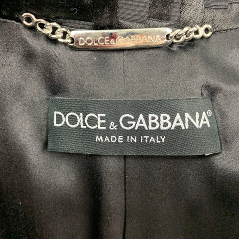 DOLCE & GABBANA Size 4 Black Jacquard Nylon / Silk Textured Jacket