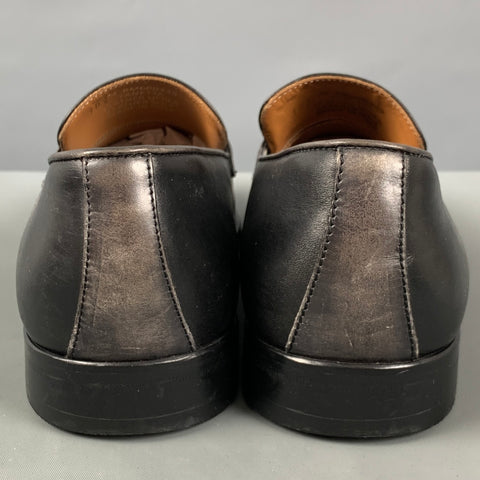 BRUNO MAGLI Size 10.5 Black Grey Leather Penny Loafers