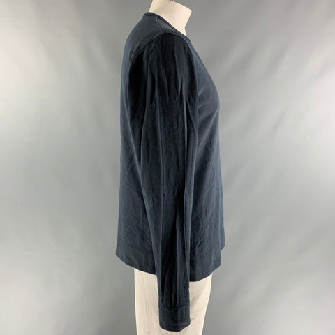 OFFICINE GENERALE Size XL Navy Solid Cotton Pullover