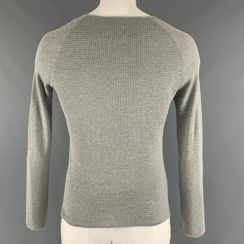 EMPORIO ARMANI Size S Gray Waffle Knit Wool Blend Raglan Pullover