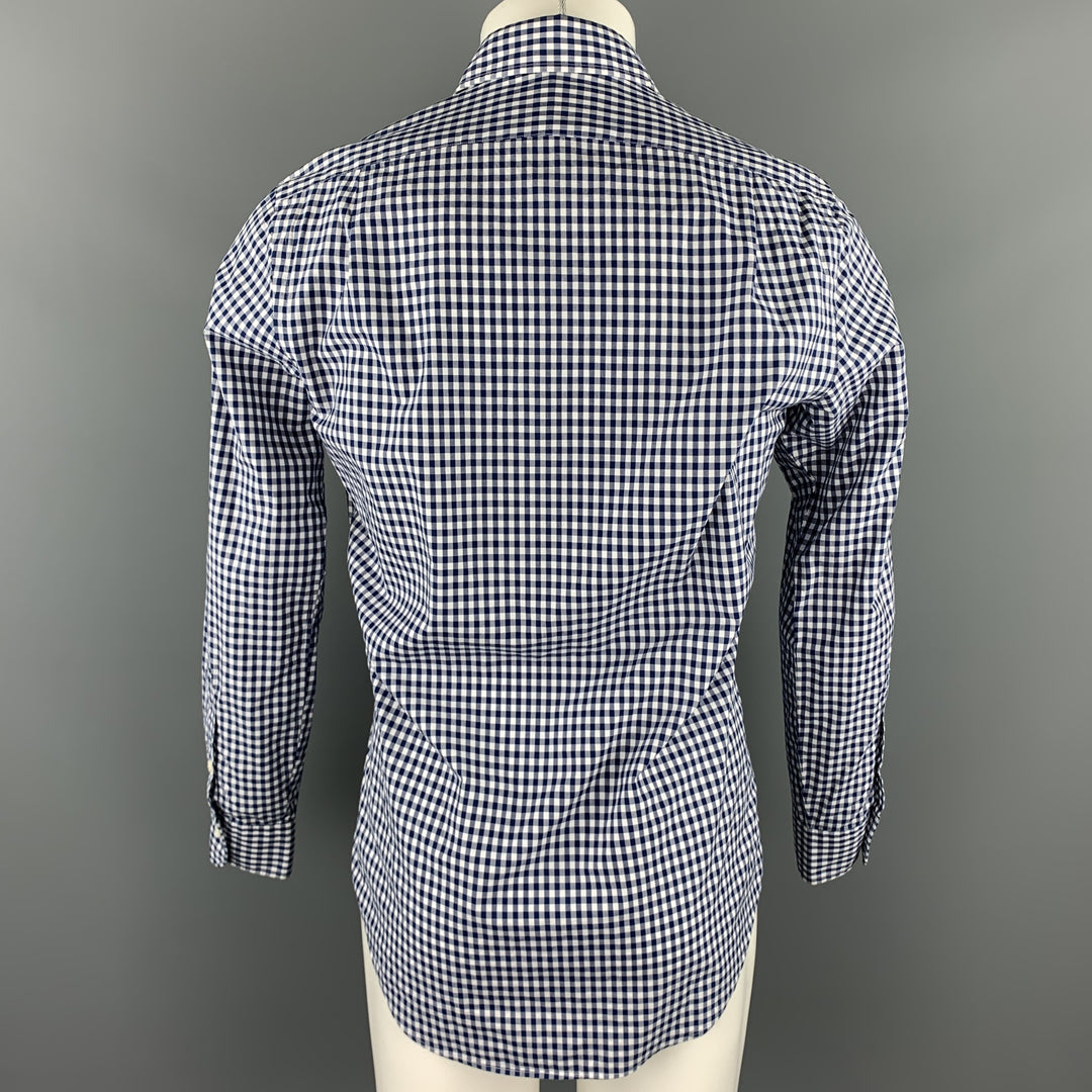 RALPH LAUREN Size S Navy & White Checkered Cotton Button Up Long Sleeve Shirt
