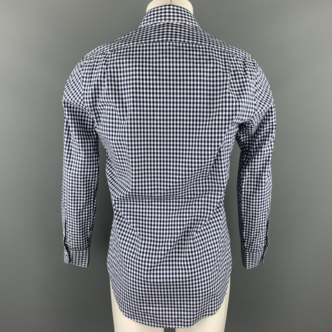 RALPH LAUREN Size S Navy & White Checkered Cotton Button Up Long Sleeve Shirt