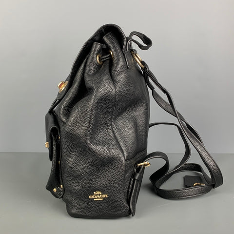 COACH Black Pebble Grain Leather Backpack Handbag & Leather Goods