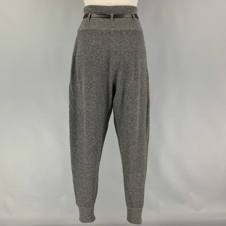 THE ROW Talla XS Pantalones casuales de talle alto plisados ​​de seda de cachemira gris