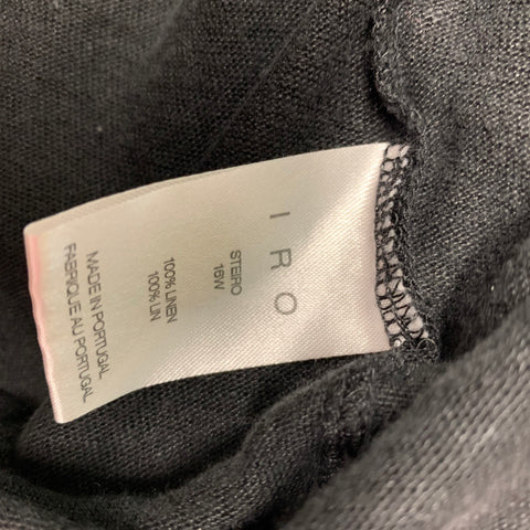 IRO Steiro Size XS Black Solid Linen Crew-Neck T-shirt