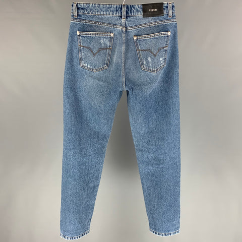 VERSUS by GIANNI VERSACE Size 27 Indigo Distressed Denim Zip Fly Jeans