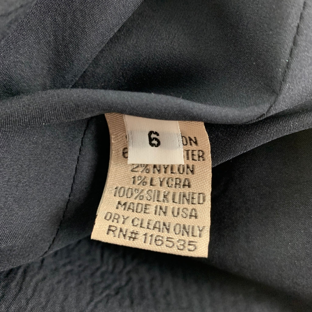 LELA ROSE Size 6 Navy Cotton Blend Short Sleeve Below Knee Dress