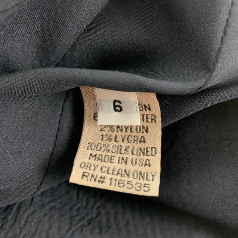 LELA ROSE Size 6 Navy Cotton Blend Short Sleeve Below Knee Dress
