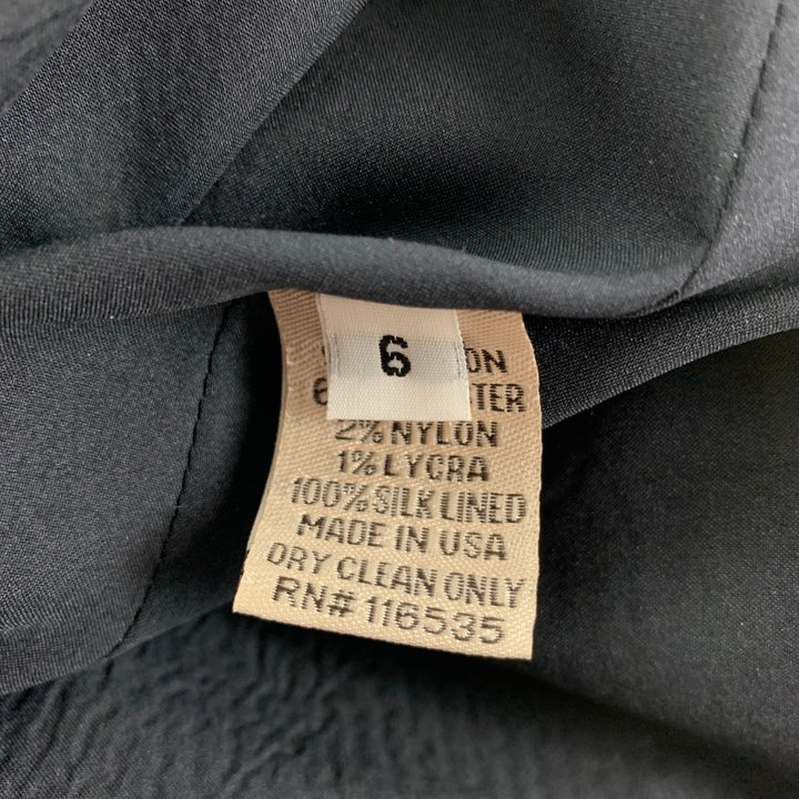 LELA ROSE Size 6 Navy Cotton Blend Short Sleeve Below Knee Dress