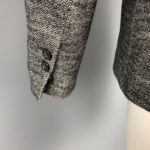 NY BASED Size S Grey & Black Herringbone Cotton / Wool Sport Coat