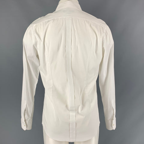 DOLCE & GABBANA Size S White Solid Cotton Blend Button Up Long Sleeve Shirt
