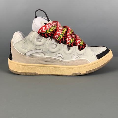 LANVIN Talla 9 Zapatillas de cuero blanco negro