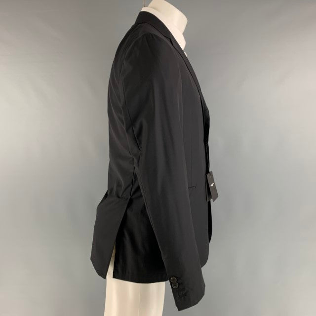 CoSTUME NATIONAL Size 40 Black Solid Wool Silk Notch Lapel Sport Coat