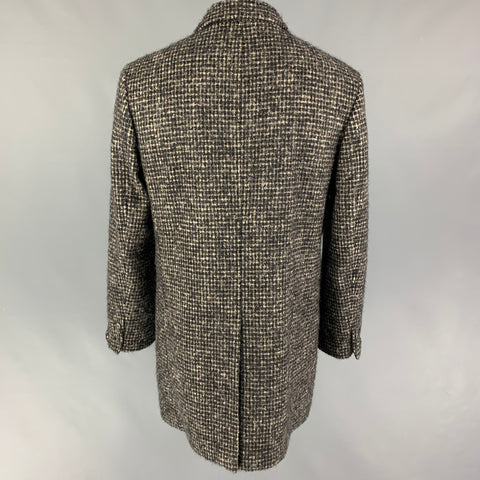 JOHN VARVATOS Limited Edition Size 42 Black Cream Checkered Single Breasted Coat