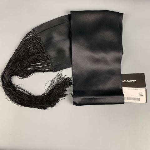 DOLCE &amp; GABBANA Foulards en satin de soie noir
