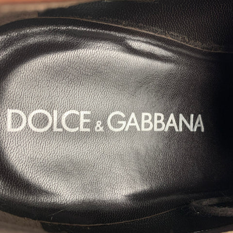 DOLCE &amp; GABBANA Taille 11 Chaussures à lacets en cuir mélangé noir marron
