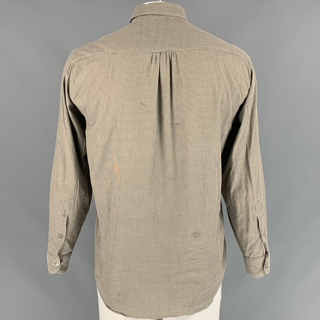 ERMENEGILDO ZEGNA Size L Taupe Geometric Cotton Button Down Long Sleeve Shirt