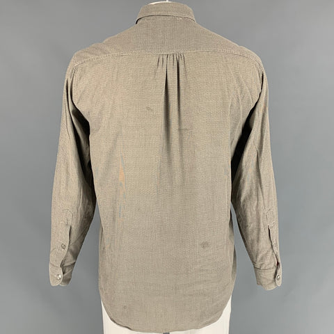 ERMENEGILDO ZEGNA Size L Taupe Geometric Cotton Button Down Long Sleeve Shirt