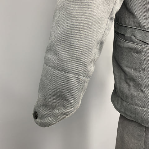 DIESEL Size S Grey Solid Cotton Blend Peak Lapel Suit