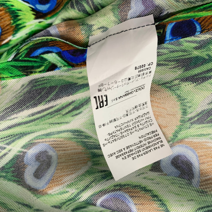 DOLCE &amp; GABBANA Camisa de manga larga de seda multicolor verde talla M