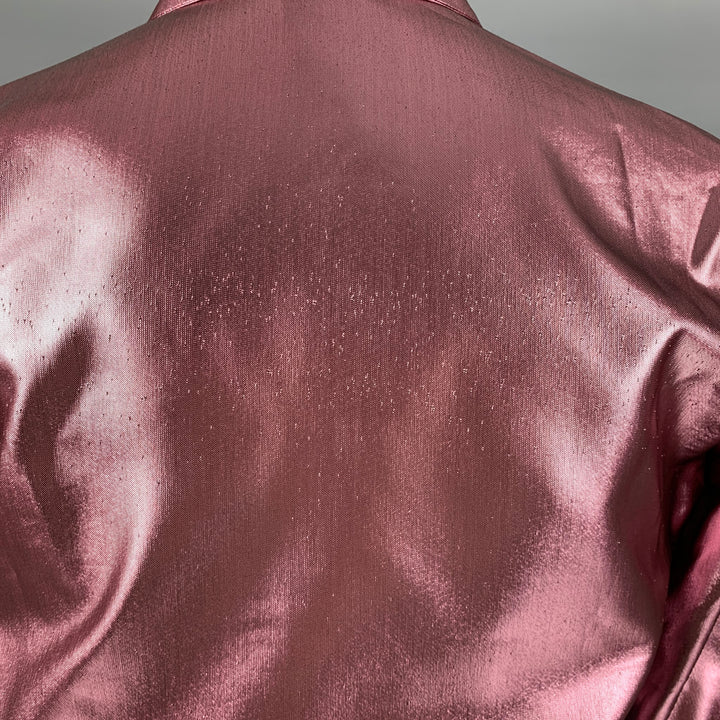 JUST CAVALLI Size S Rose Metallic Polyester Blend Long Sleeve Shirt