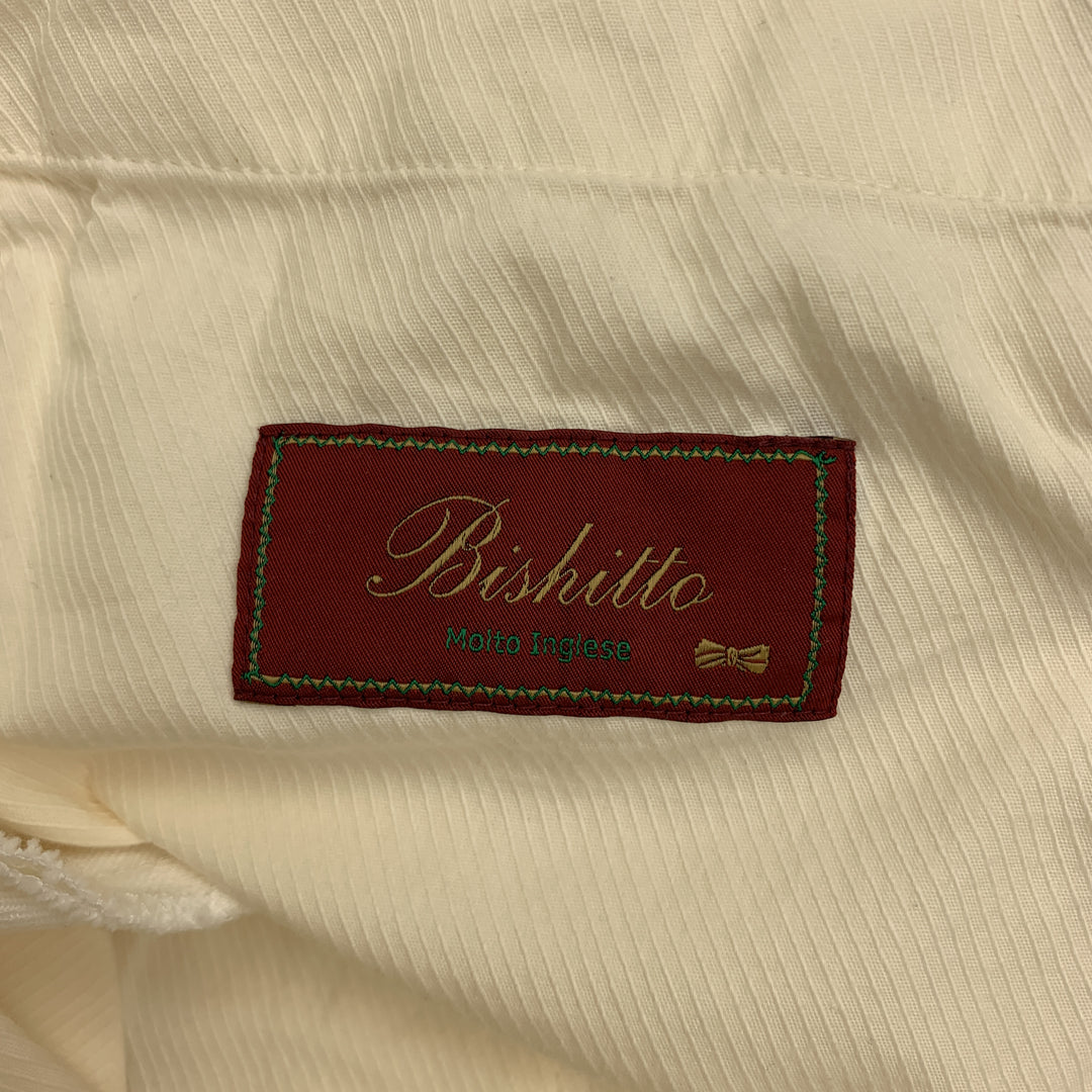 BISHITTO Taille 29 Short blanc en coton/lin avec braguette zippée