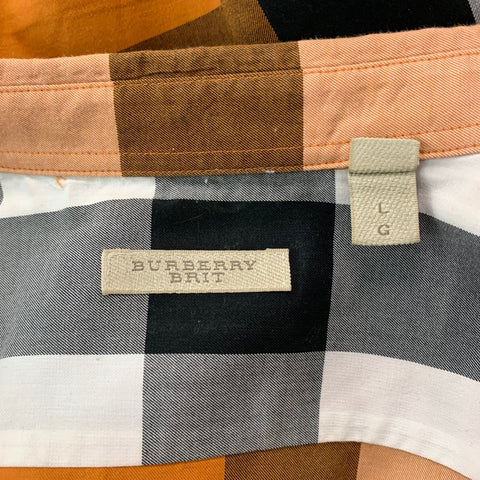 BURBERRY BRIT Size L Beige Multicolour Plaid Cotton Long Sleeve Shirt