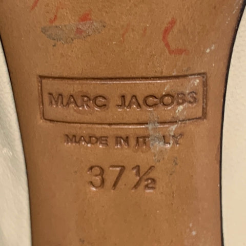 MARC JACOBS Taille 7,5 Bottes à talons épais cloutés en cuir crème