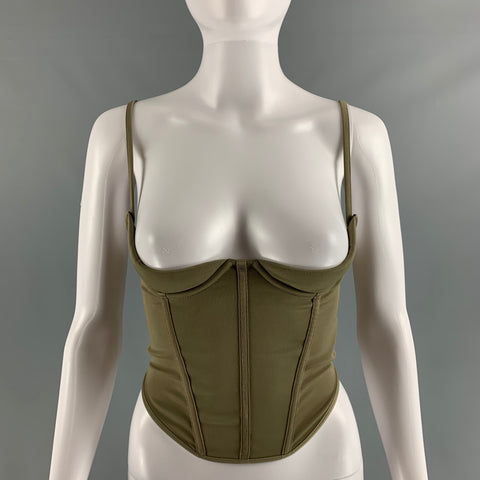 MIAOU Size XS Green Sage Polyester Blend Corset Casual Top