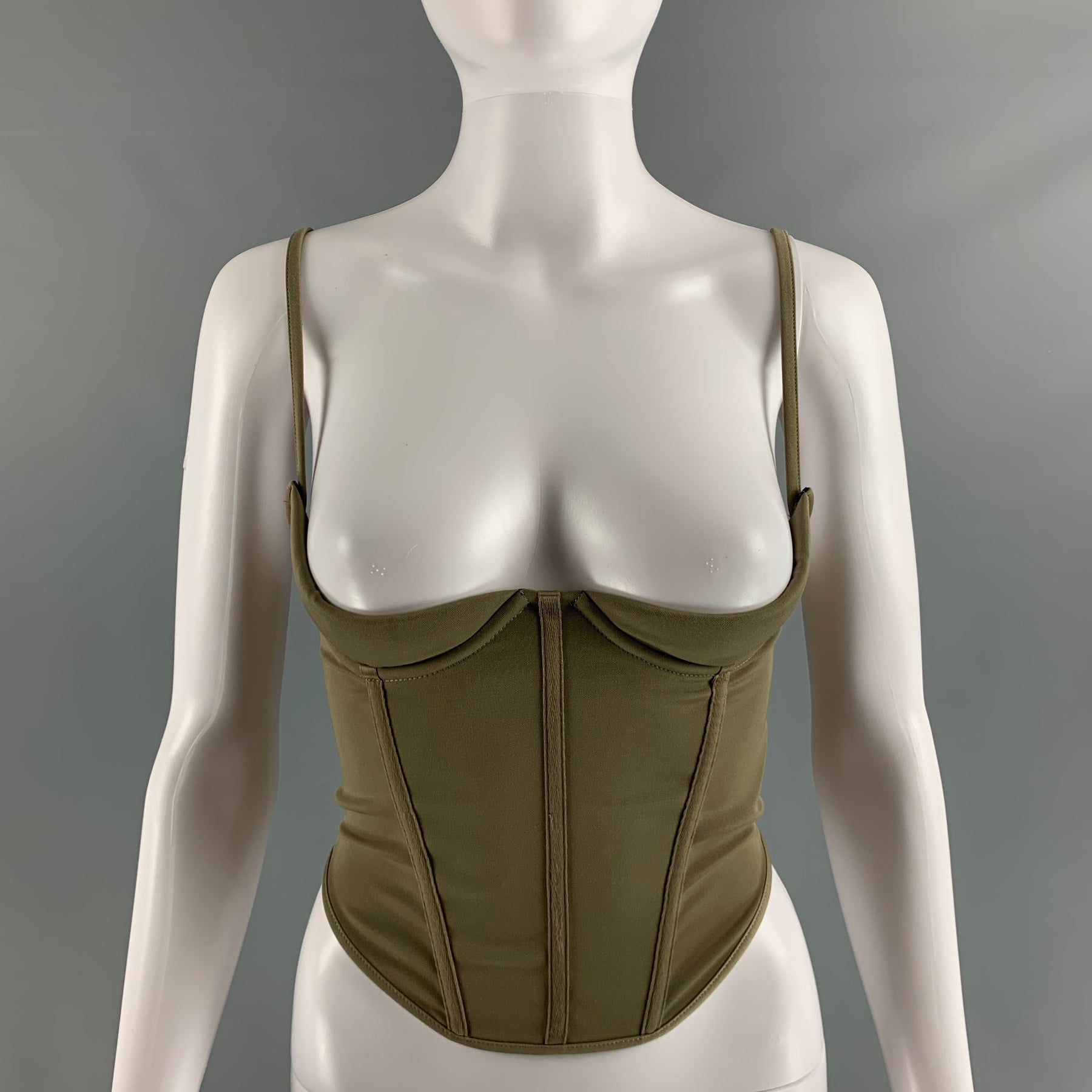 MIAOU Size XS Green Sage Polyester Blend Corset Casual Top – Sui 
