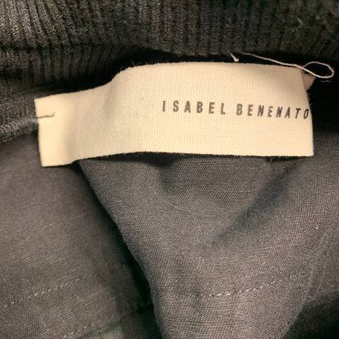 ISABEL BENENATO Size 32 Navy Cotton Linen Elastic Waistband Casual Pants
