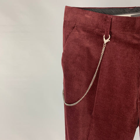 THE KOOPLES Size 34 Burgundy Corduroy Cotton Dress Pants