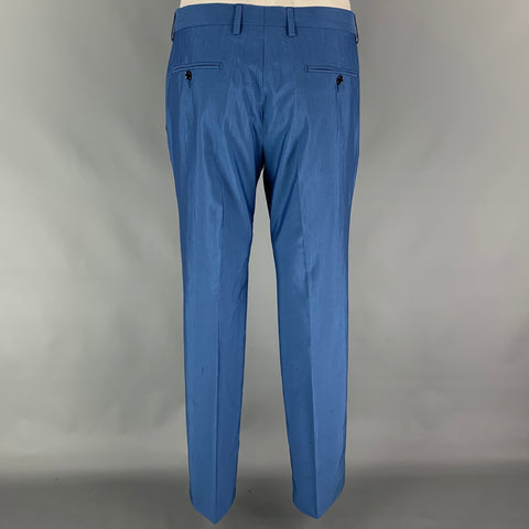 DOLCE &amp; GABBANA Taille 38 Costume 3 Pièces En Laine / Soie Bleu Régulier